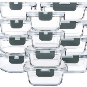 24-PIECE GLASS FOOD STORAGE CONTAINERS WITH UPGRADED SNAP LOCKING LIDS