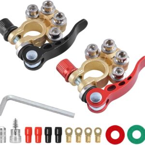 Car Battery Terminal Connectors, 2 Pcs 4 Way