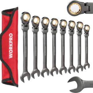 WORKPRO 8-piece Flex-Head Ratcheting Combination Wrench Set